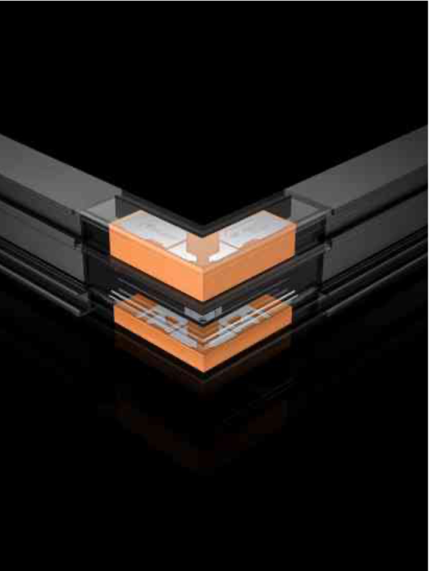 Frame corner showing injected adhesive around the corner key